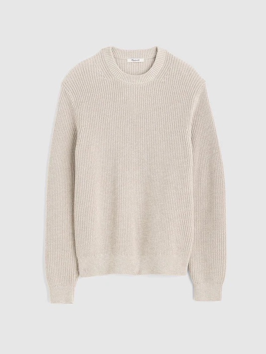 Madewell Cotton Shaker-Stitch Crewneck Sweater In Stone Gray Mart Size S Nw439